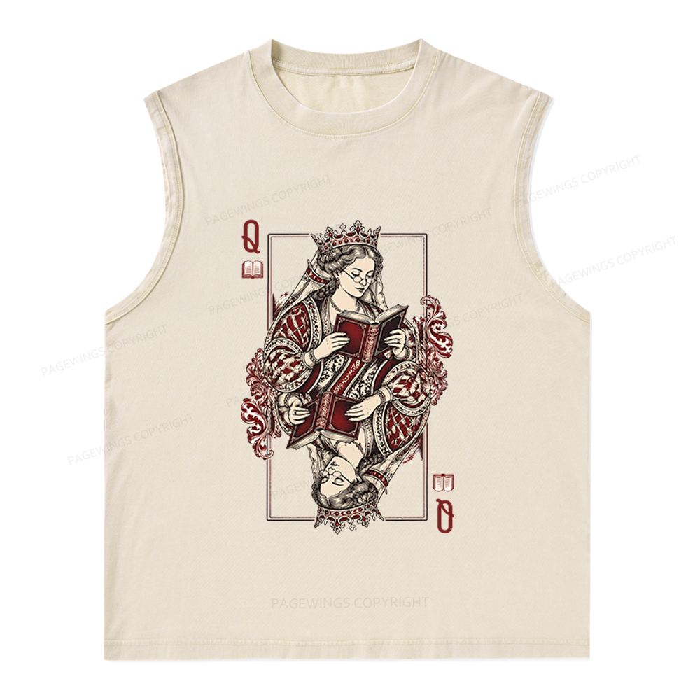 Pagewings Queen of Books Unisex Washed Tank Top