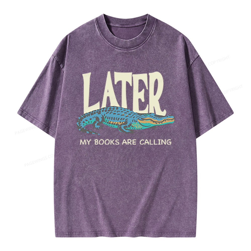 Pagewings My Books Are Calling Unisex Washed T-shirt