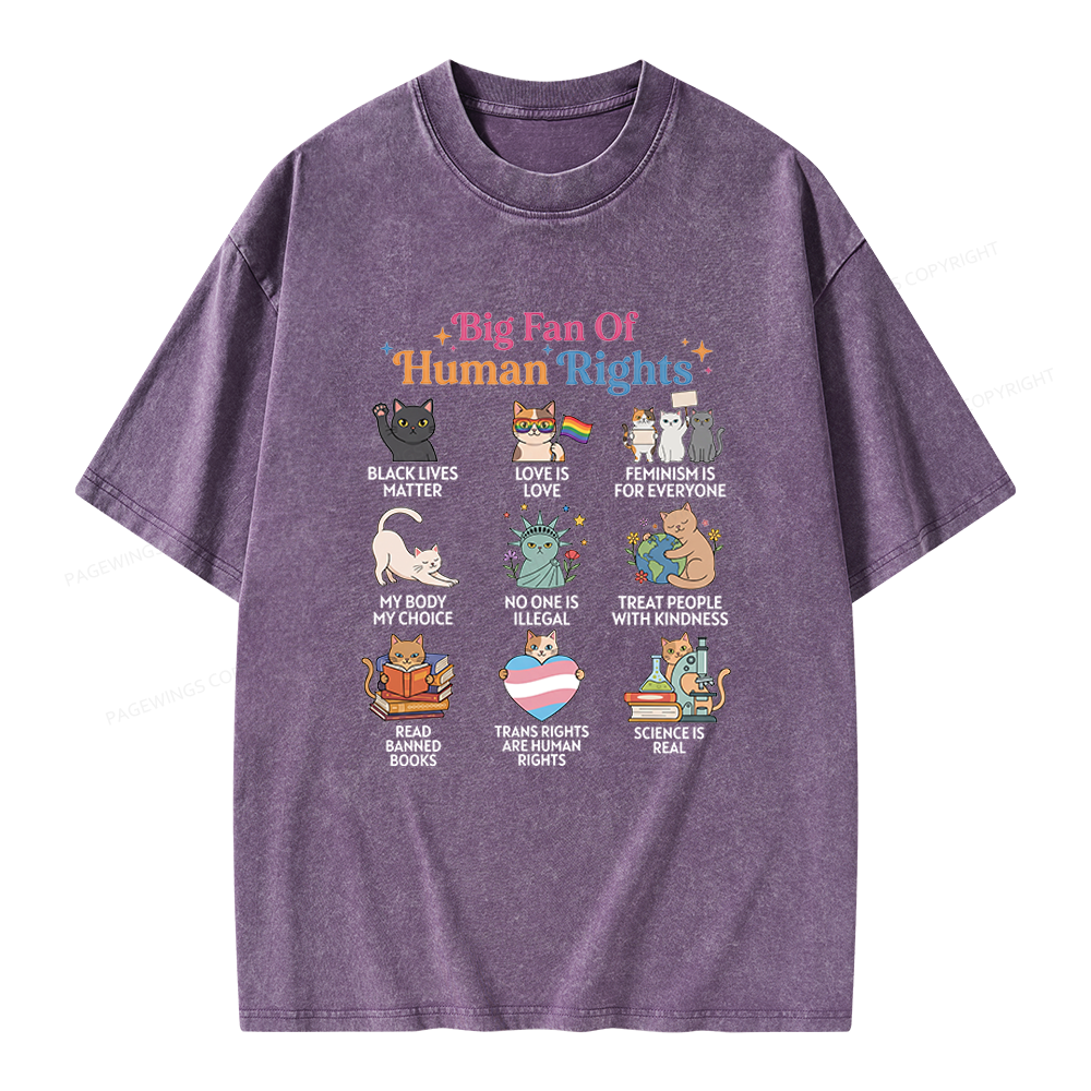 Pagewings Big Fan Of Human Rights Unisex Washed T-shirt