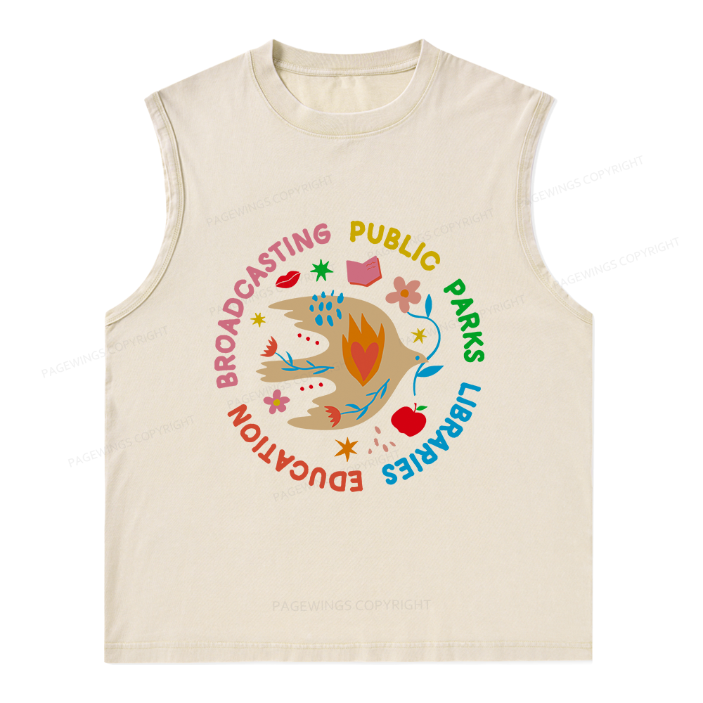 Pagewings Public Parks Libraries Unisex Washed Tank Top