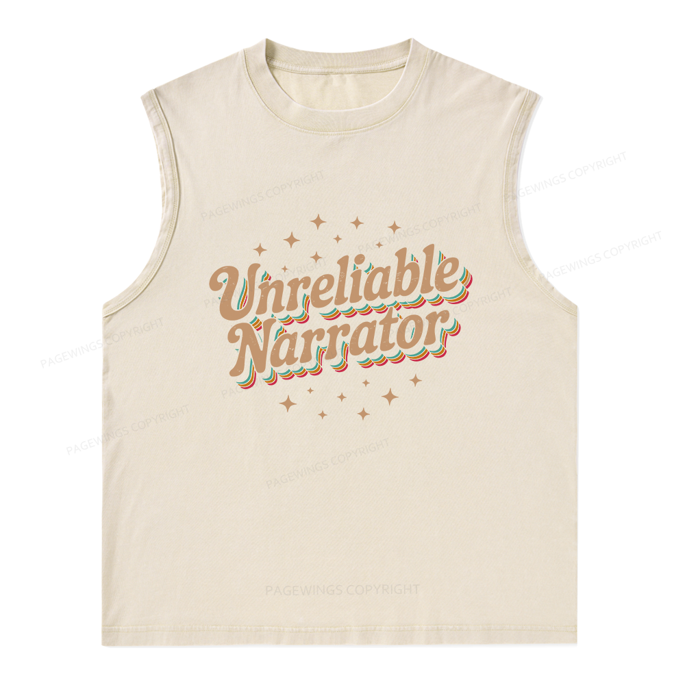 Pagewings Unreliable Narrator Unisex Washed Tank Top