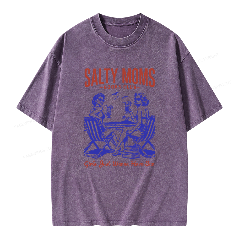 Pagewings Salty Moms Books Club Unisex Washed T-shirt