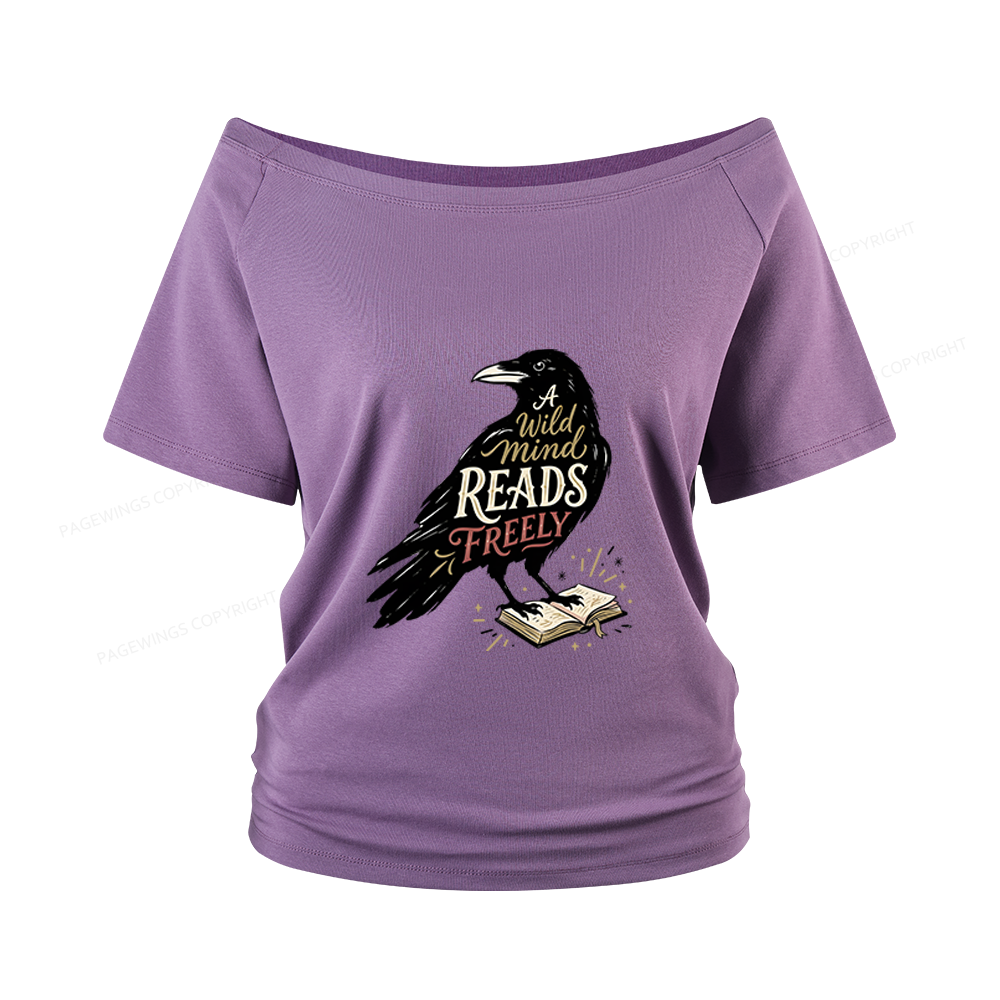 Pagewings A Wild Mind Reads Freely Women Off Shoulder T-shirts