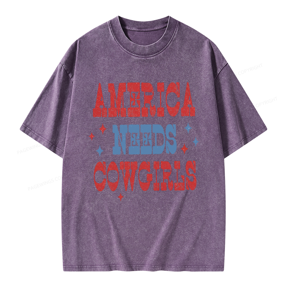 Pagewings America Needs Reading Unisex Washed T-shirt