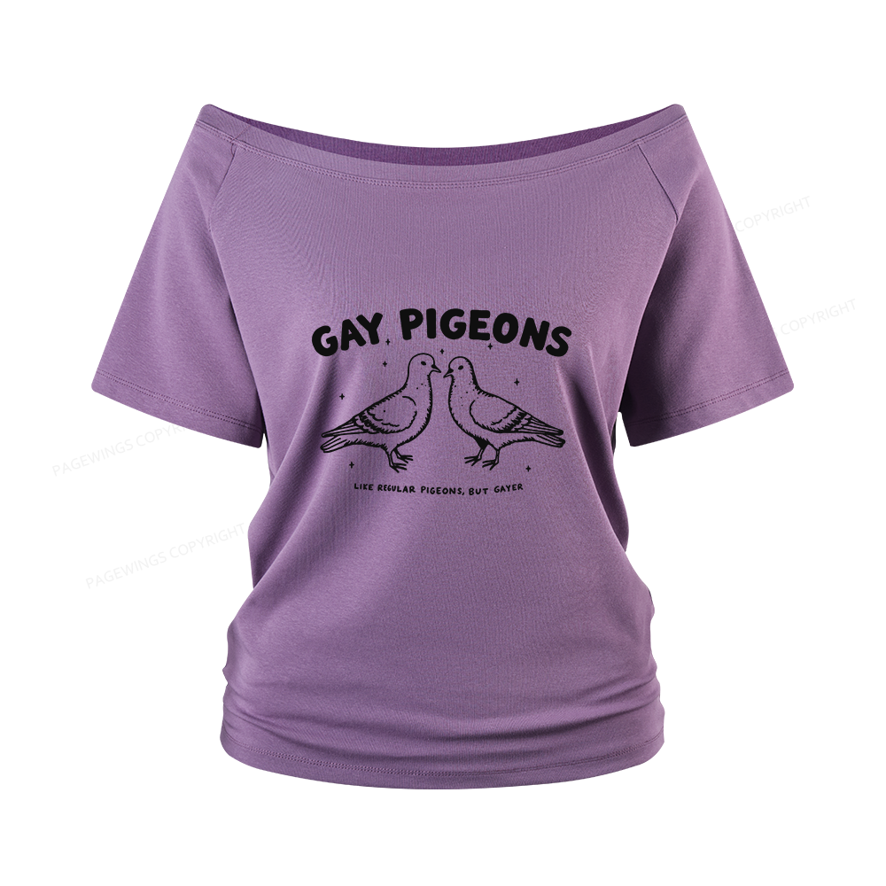 Pagewings Gay Pigeons Women Off Shoulder T-shirts