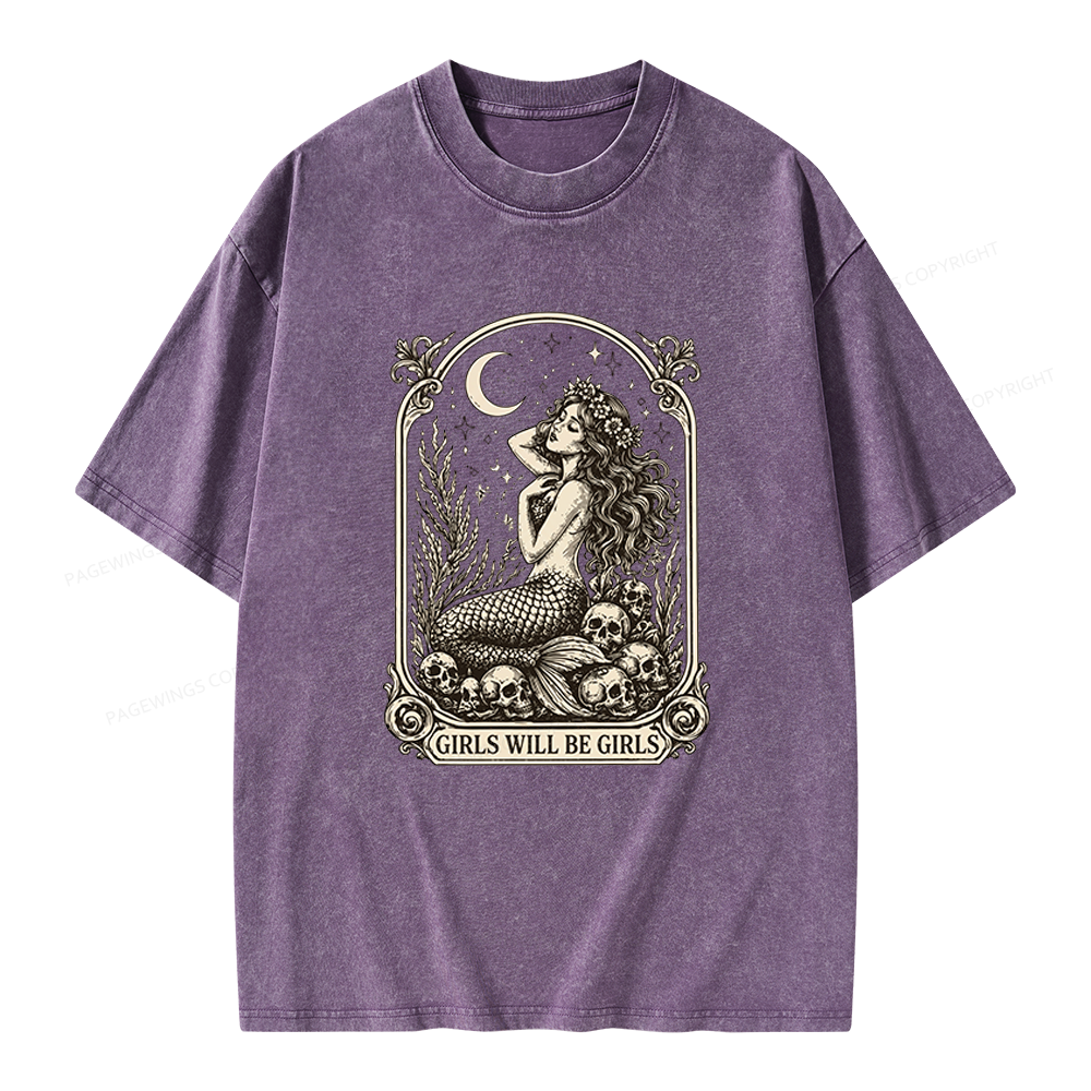 Pagewings Girls Will Be Girls Unisex Washed T-shirt