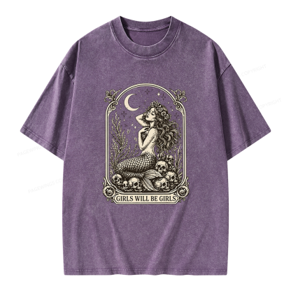 Pagewings Girls Will Be Girls Unisex Washed T-shirt