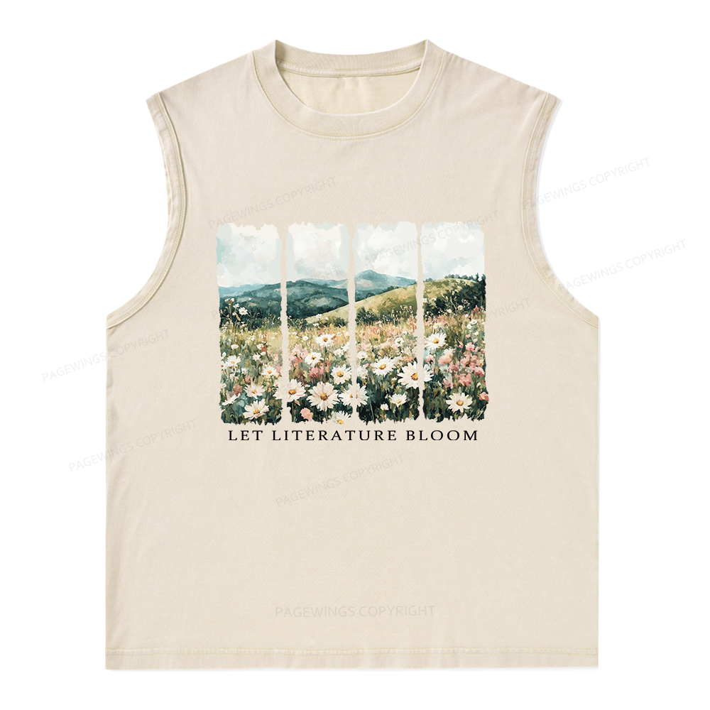 Pagewings Let Literature Bloom Unisex Washed Tank Top