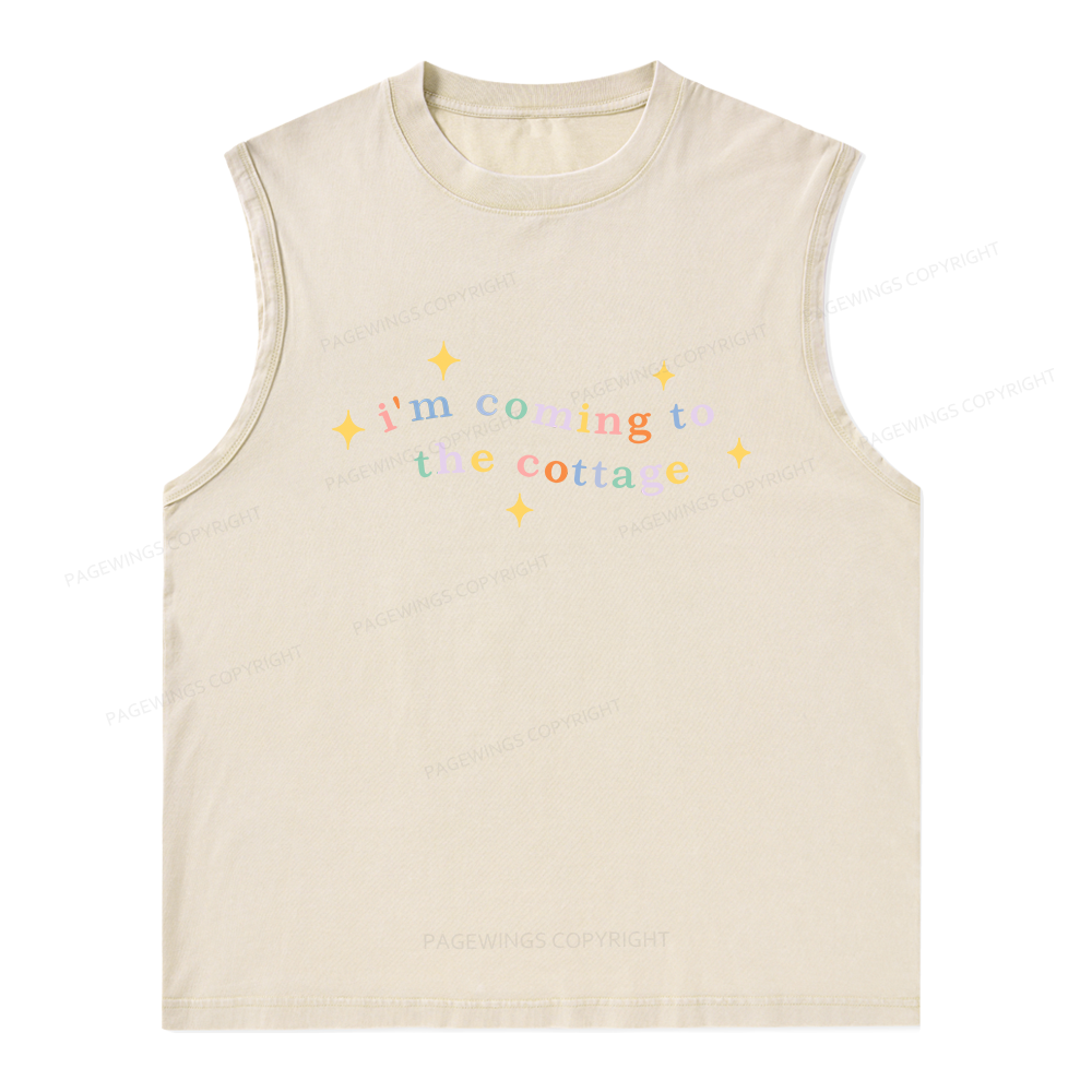 Pagewings I'm Coming To The Cottage Unisex Washed Tank Top