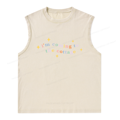 Pagewings I'm Coming To The Cottage Unisex Washed Tank Top