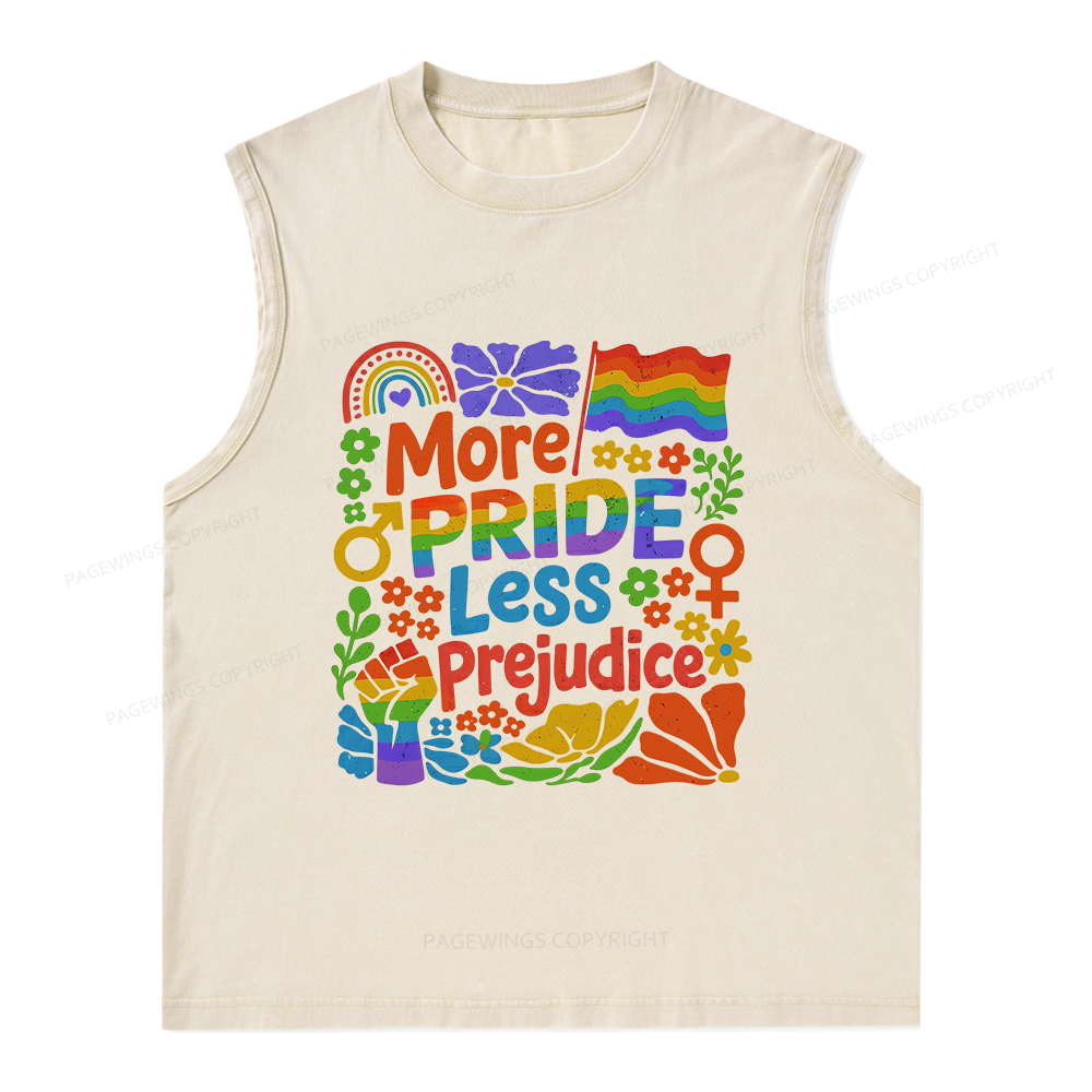 Pagewings More Pride Less Prejudice Unisex Washed Tank Top