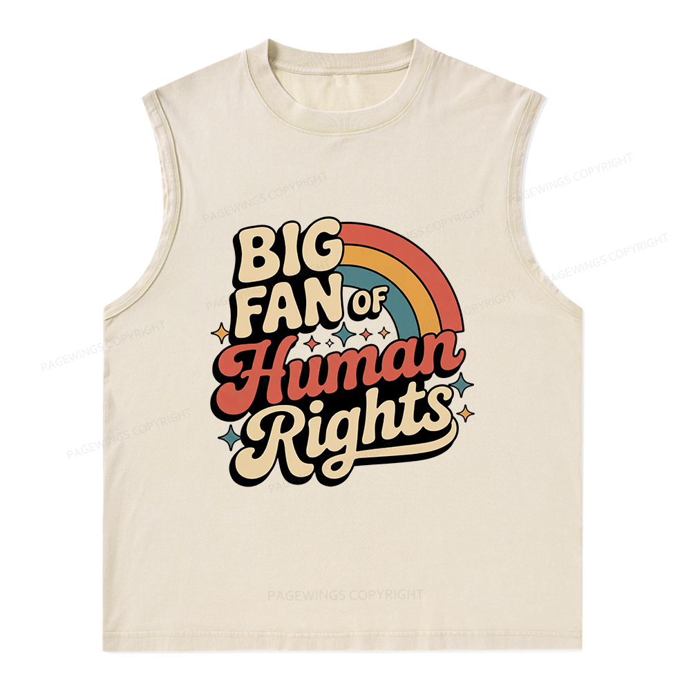 Pagewings Big Fan of Human Rights Unisex Washed Tank Top