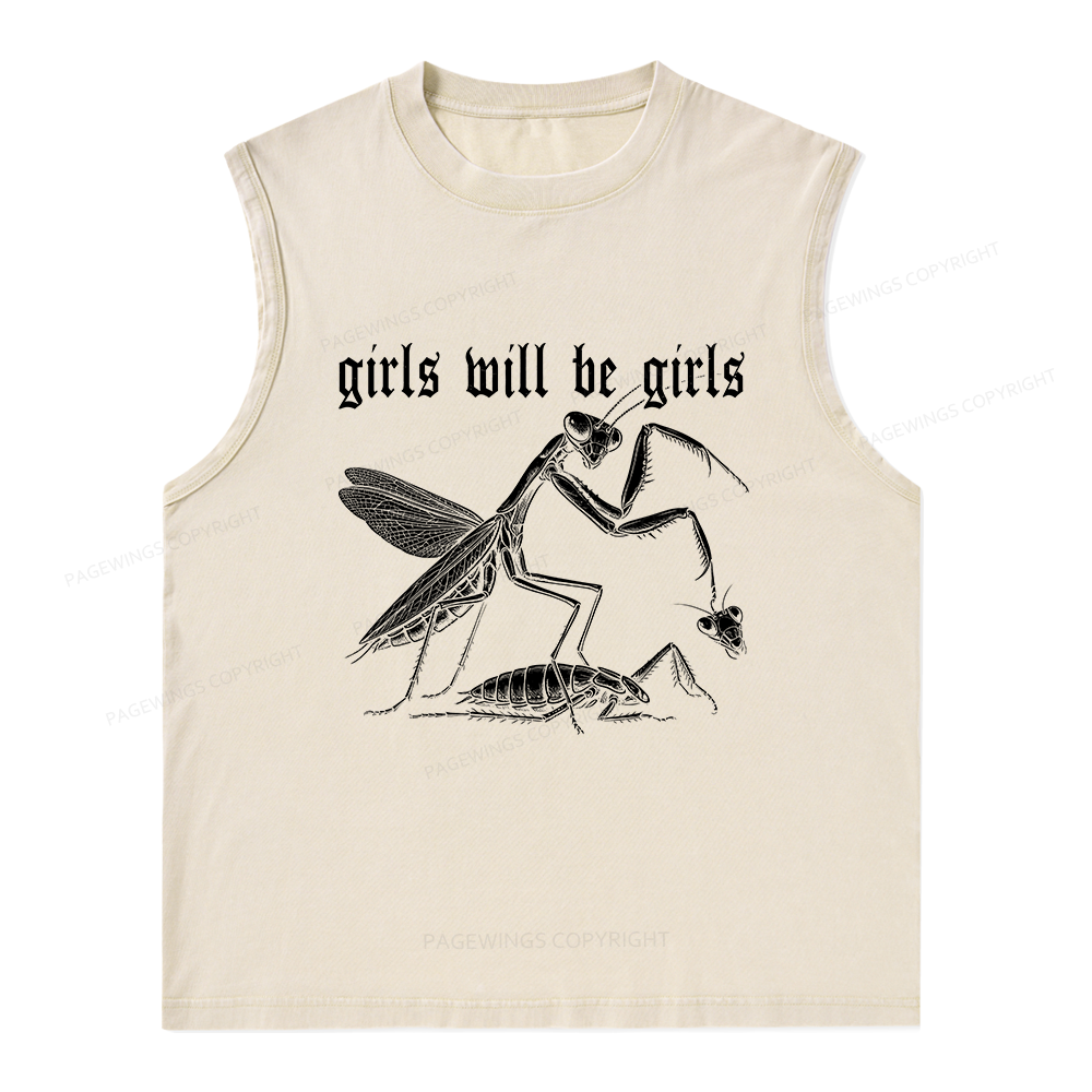 Pagewings Girls Will Be Girls Unisex Washed Tank Top