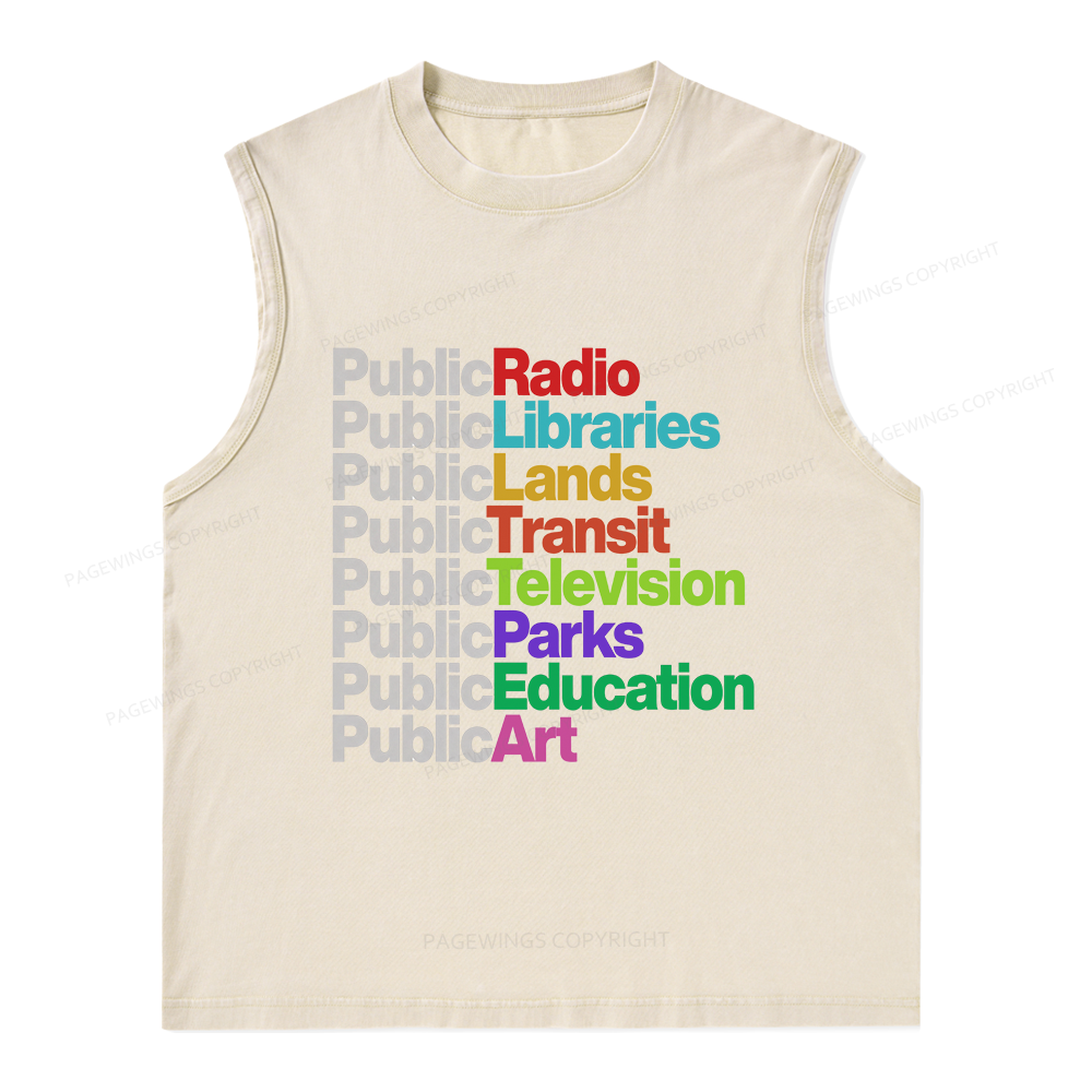 Pagewings Public Libraries Unisex Washed Tank Top