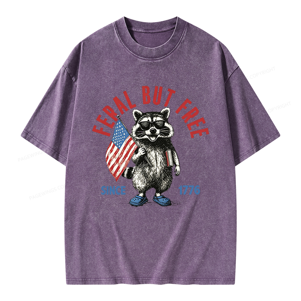 Pagewings Feral But Free Unisex Washed T-shirt