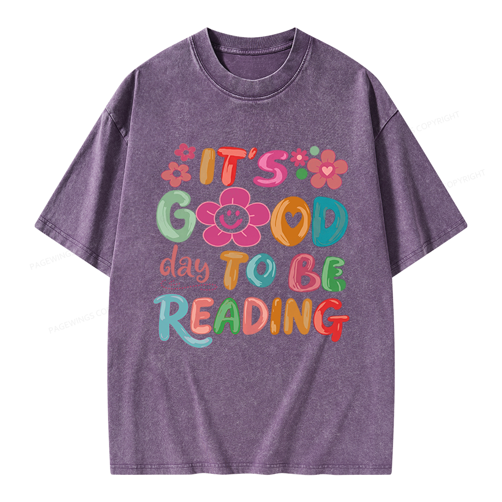 Pagewings It's a Good Day To Be Reading Unisex Washed T-shirt