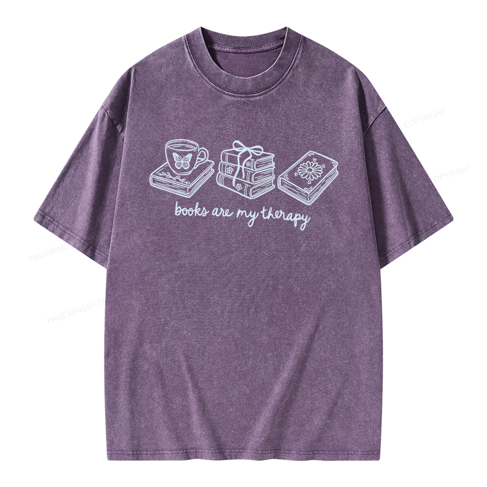 Pagewings Books Are My Therapy Unisex Washed T-shirt
