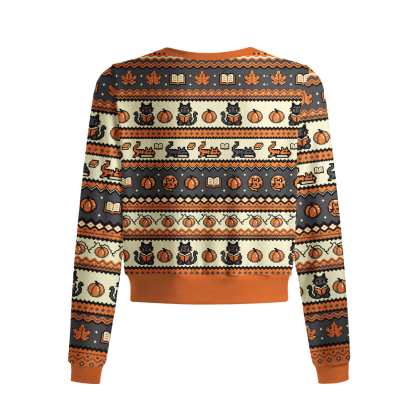 Pagewings Halloween Bookish Crew Neck Cardigan Sweaters