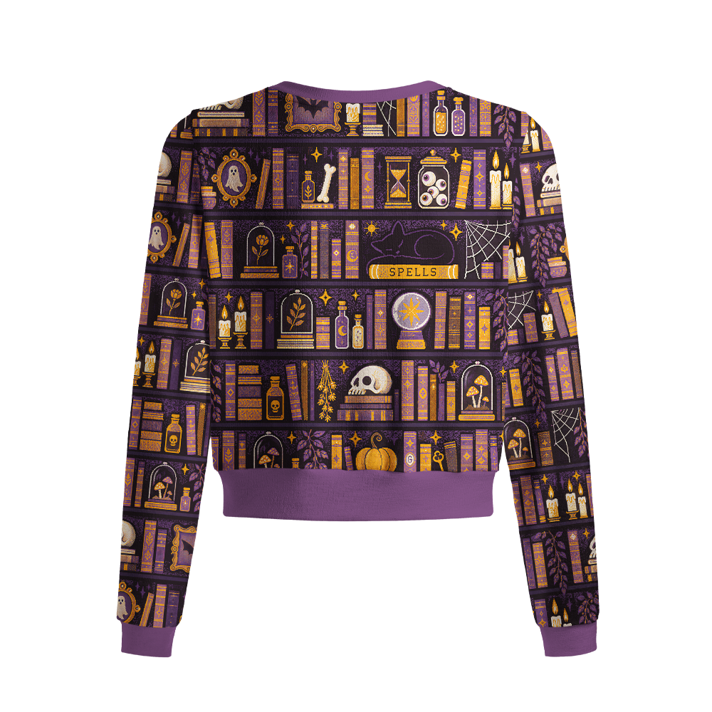 Pagewings Halloween Bookish Crew Neck Cardigan Sweaters