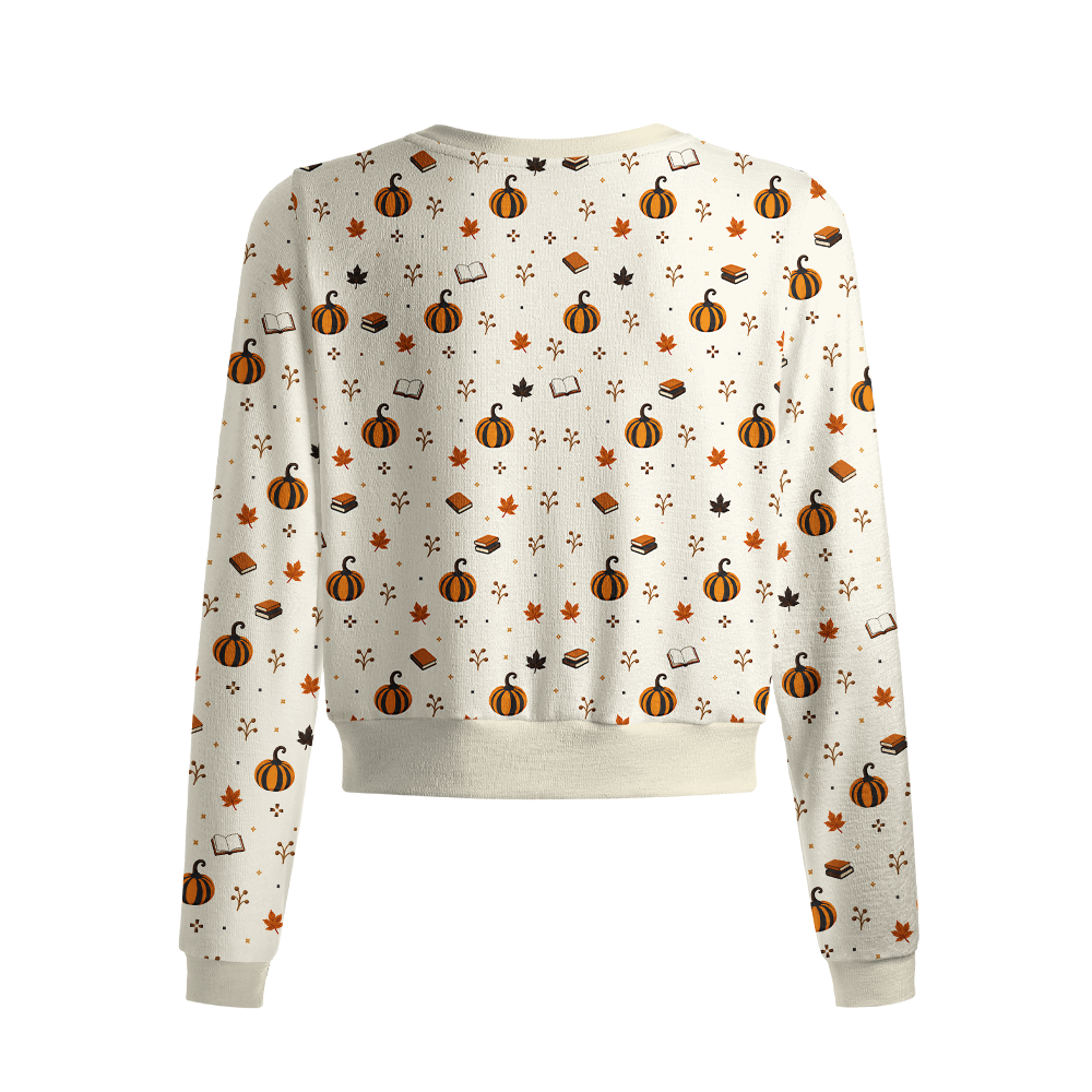 Pagewings Halloween Bookish Crew Neck Cardigan Sweaters
