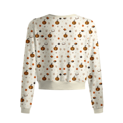 Pagewings Halloween Bookish Crew Neck Cardigan Sweaters