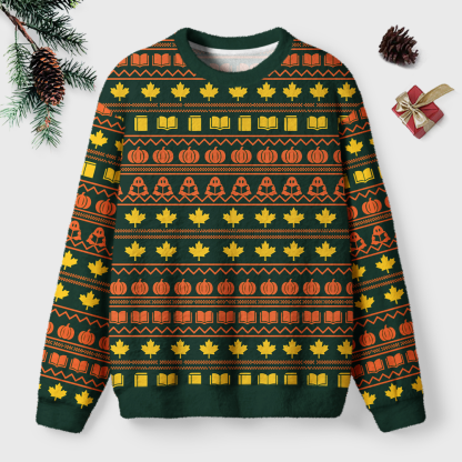 Pagewings Halloween Bookish Unisex Ugly Light Knit Sweatshirt
