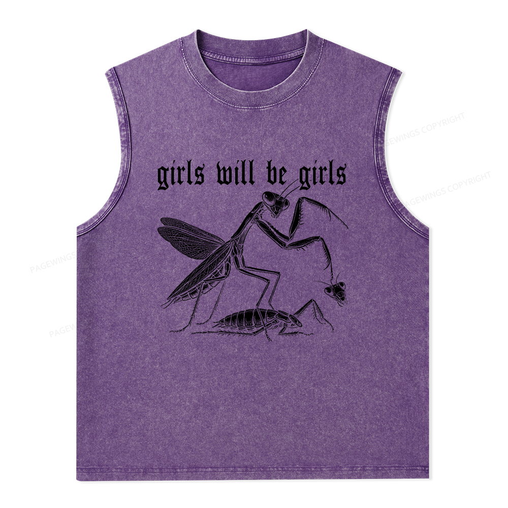 Pagewings Girls Will Be Girls Unisex Washed Tank Top