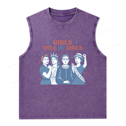 Pagewings Girls Will Be Girls Unisex Washed Tank Top