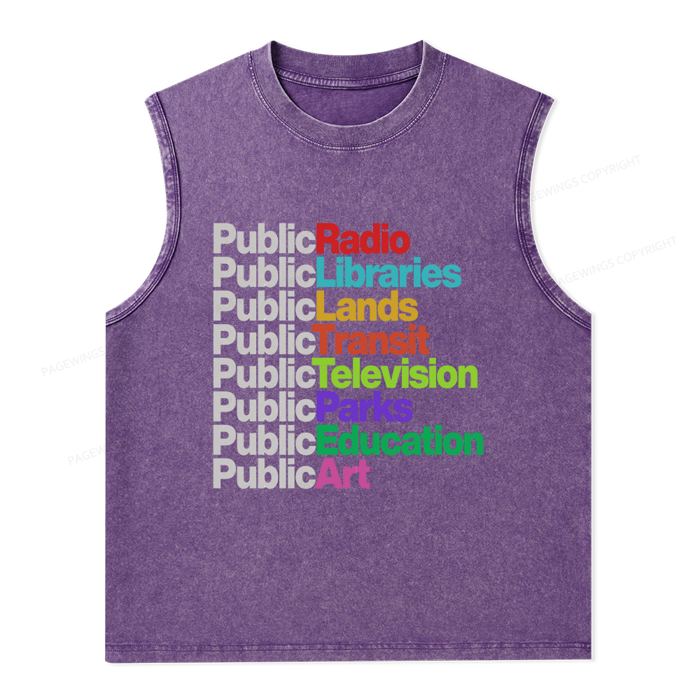 Pagewings Public Libraries Unisex Washed Tank Top