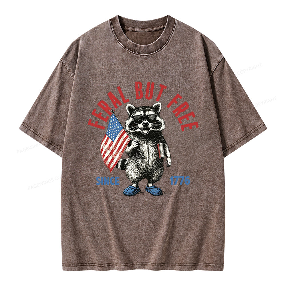 Pagewings Feral But Free Unisex Washed T-shirt