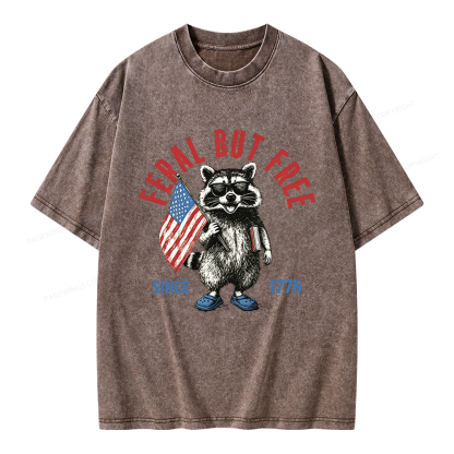 Pagewings Feral But Free Unisex Washed T-shirt