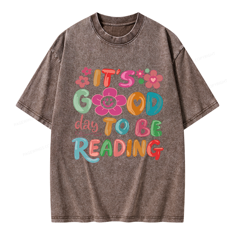 Pagewings It's a Good Day To Be Reading Unisex Washed T-shirt