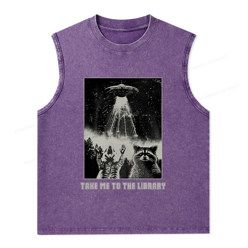 Pagewings Take Me To The Library Unisex Washed Tank Top