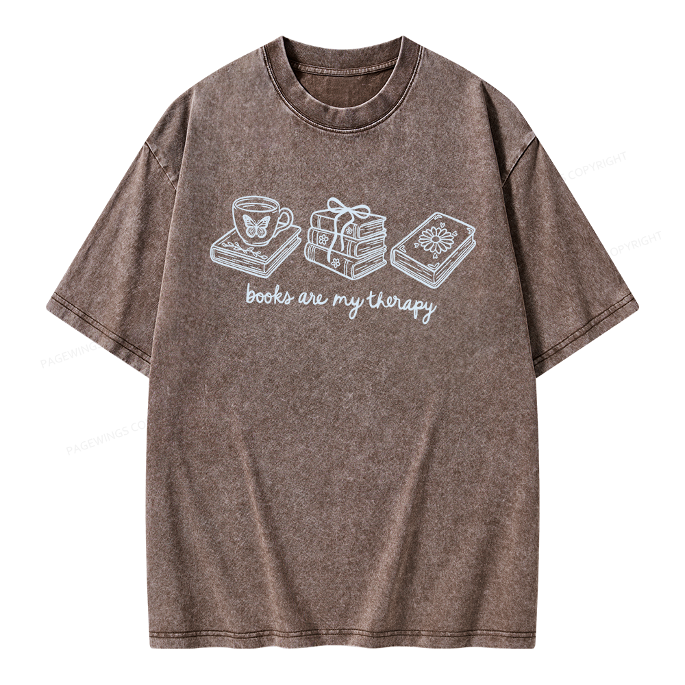 Pagewings Books Are My Therapy Unisex Washed T-shirt
