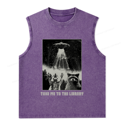Pagewings Take Me To The Library Unisex Washed Tank Top