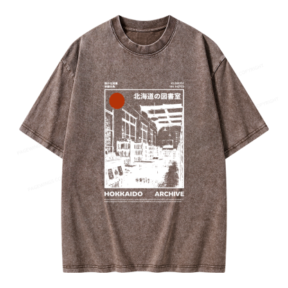 Pagewings Japanese Library Unisex Washed T-shirt