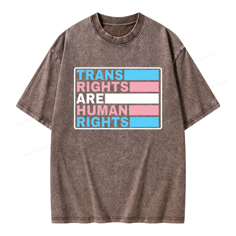 Pagewings Trans Rights Are Human Rights Unisex Washed T-shirt