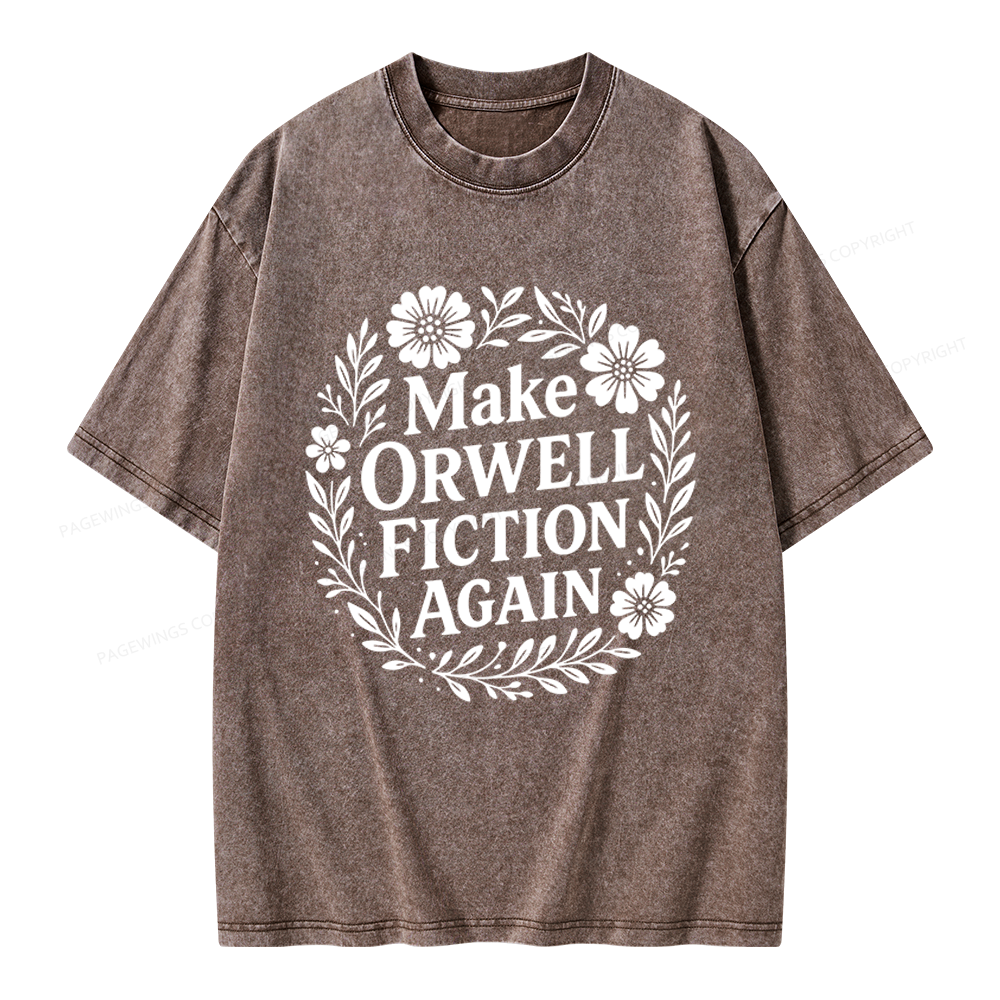 Pagewings Make Orwell Fiction Again Unisex Washed T-shirt