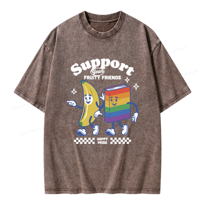 Pagewings Fruity Friends Unisex Washed T-shirt