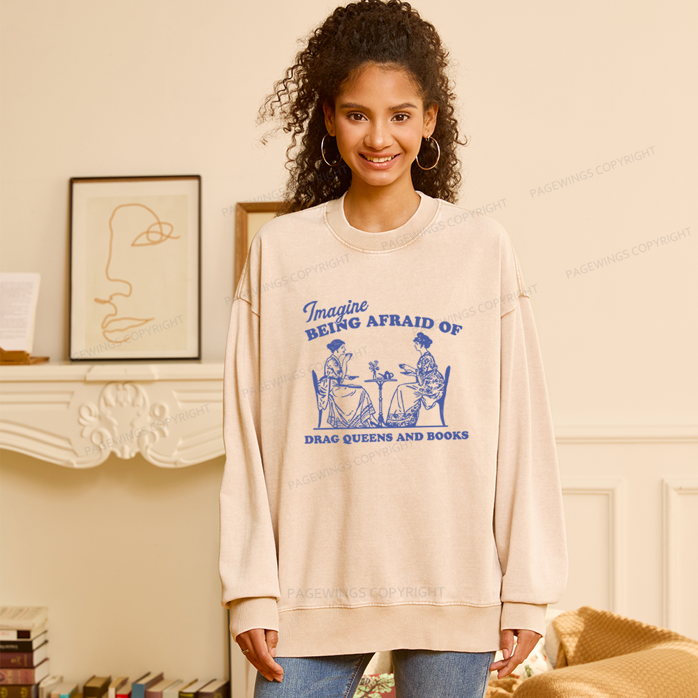 Pagewings Drag Queens Unisex Washed Sweatshirt