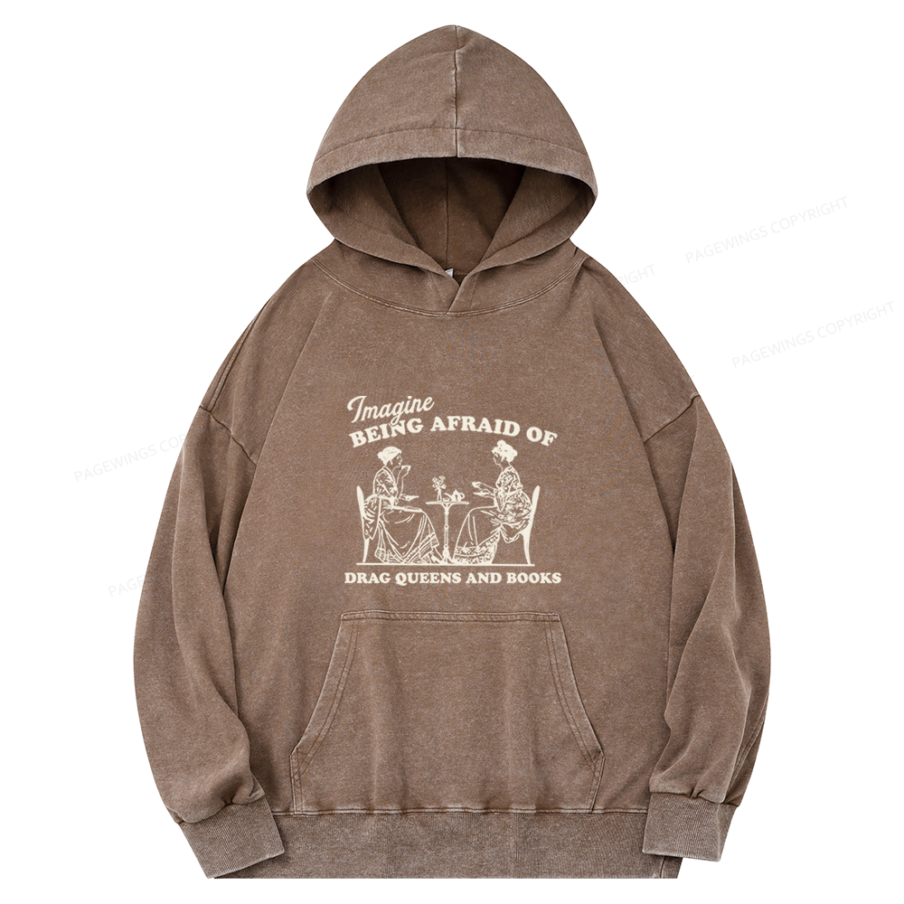 Pagewings Drag Queens Unisex Washed Hoodie
