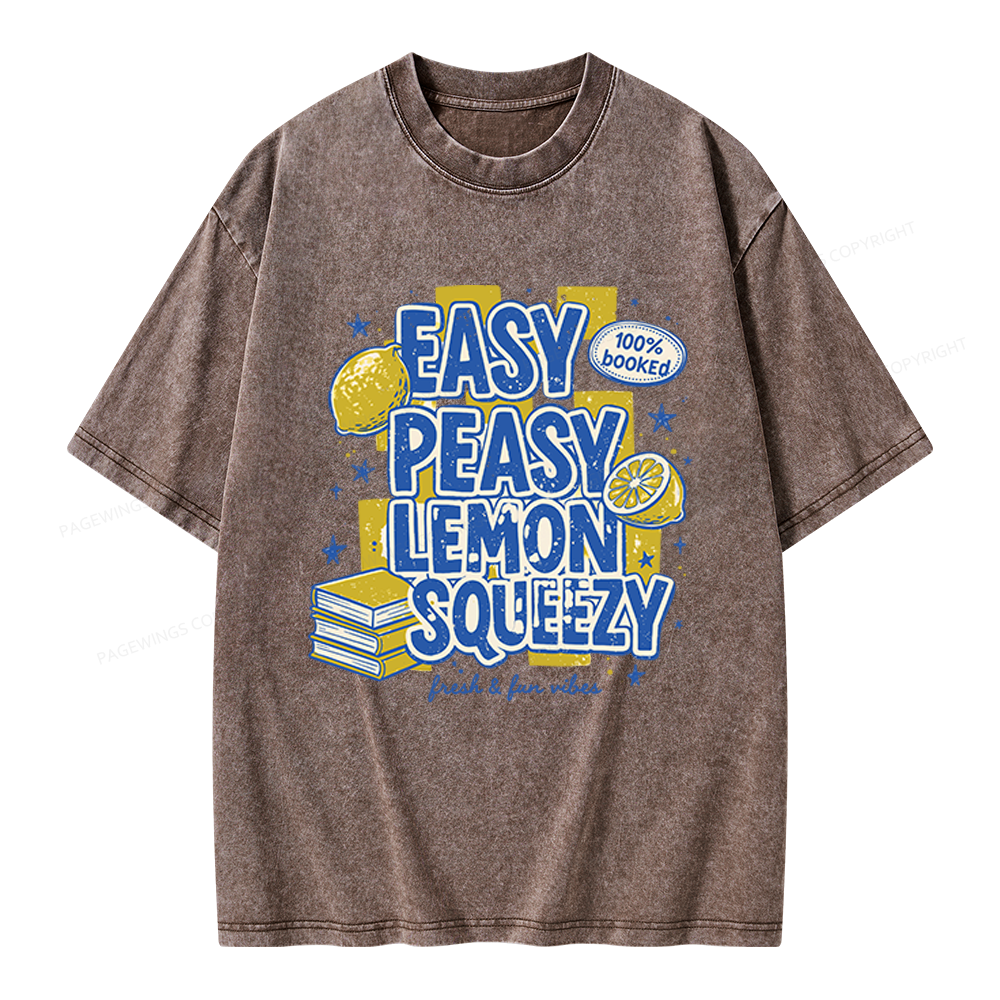 Pagewings Easy Peasy Lemon Squeezy Unisex Washed T-shirt