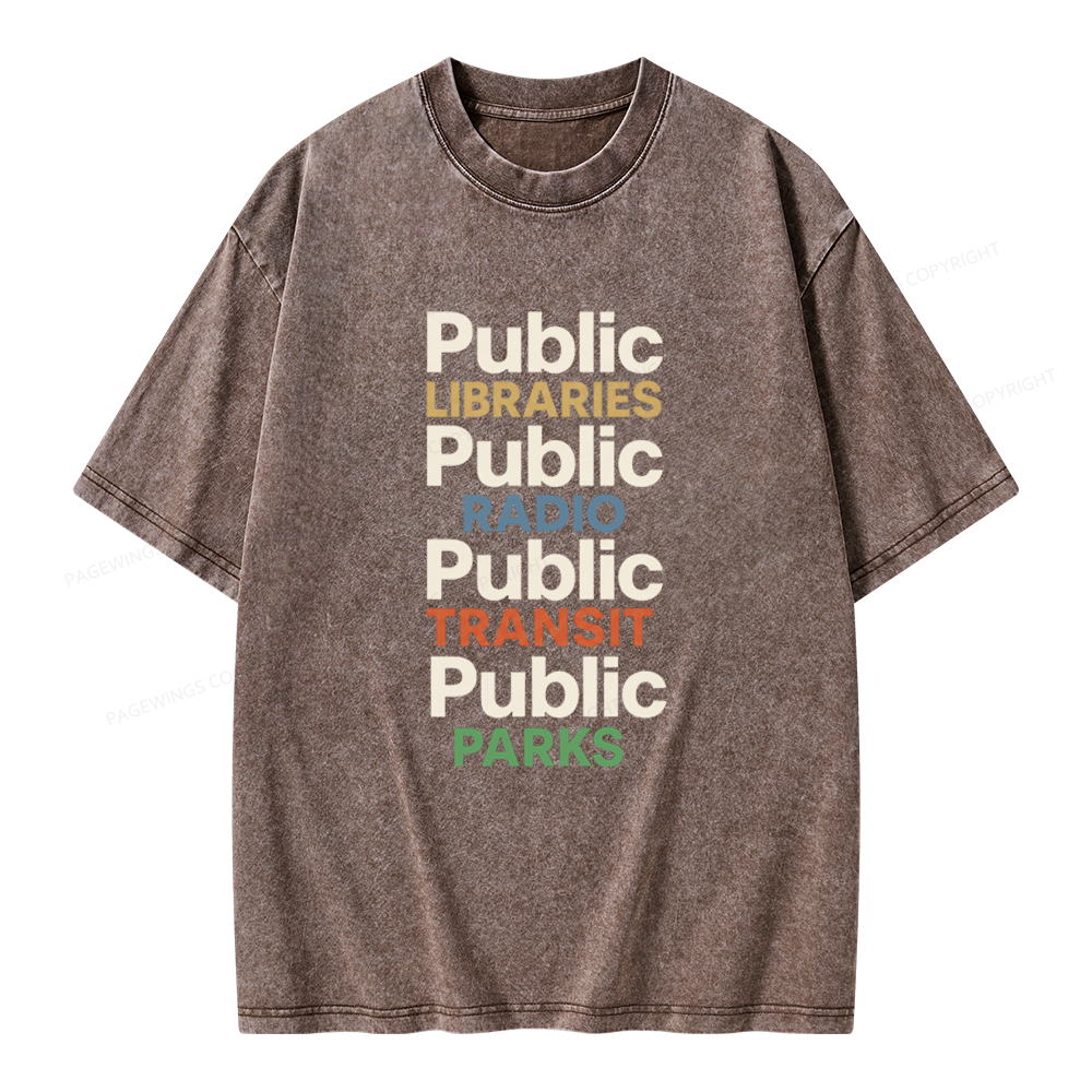 Pagewings Public Libraries Unisex Washed T-shirt