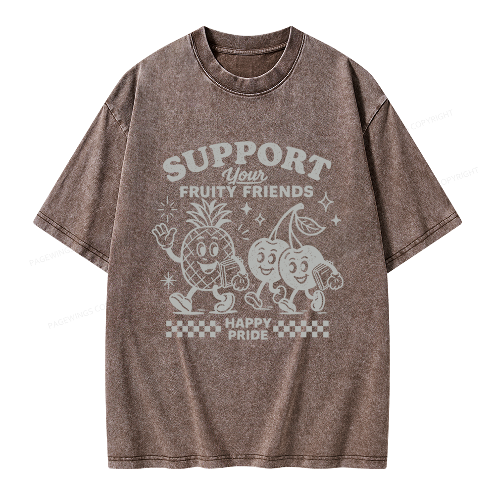 Pagewings Fruity Friends Unisex Washed T-shirt
