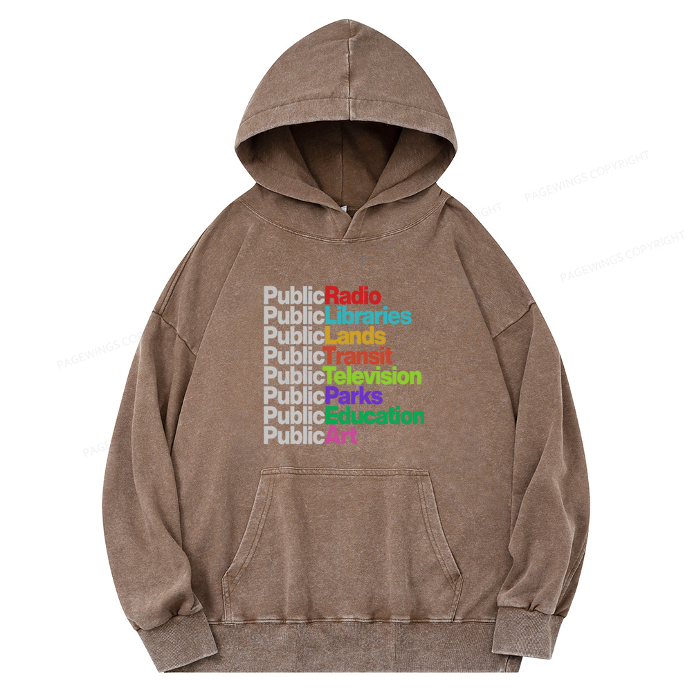 Pagewings Public Libraries Unisex Washed Hoodie
