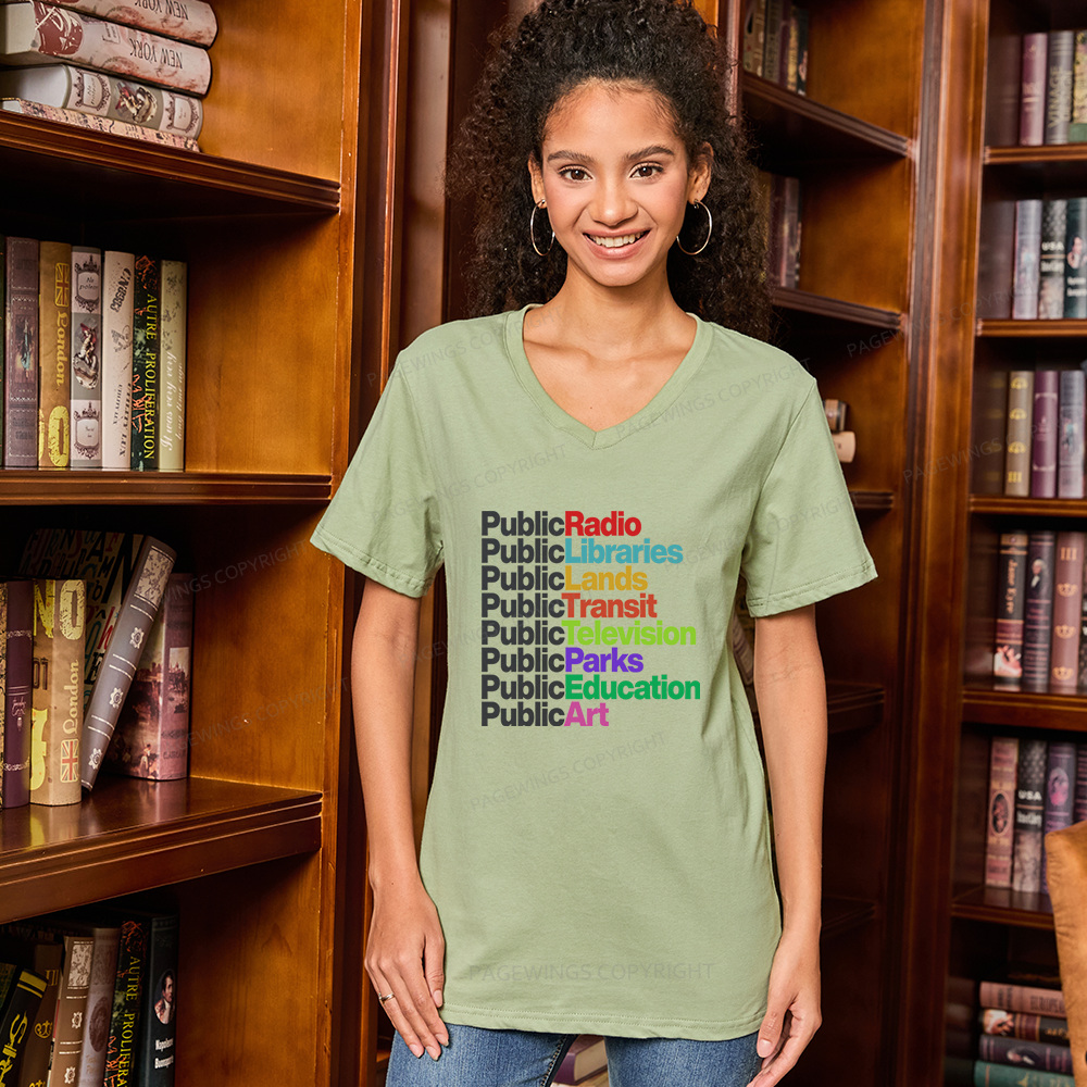 Pagewings Public Libraries V-neck T-shirt