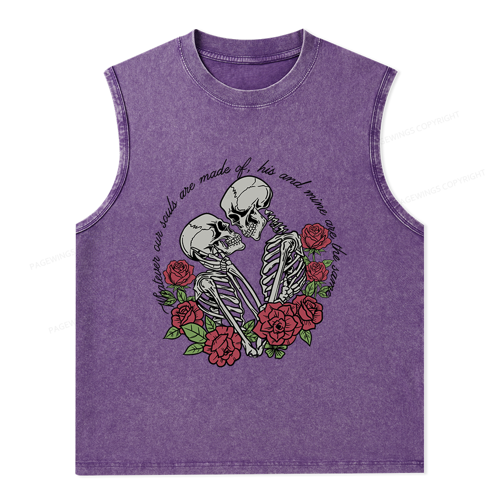 Pagewings Gothic Romance Skeleton Lovers Unisex Washed Tank Top