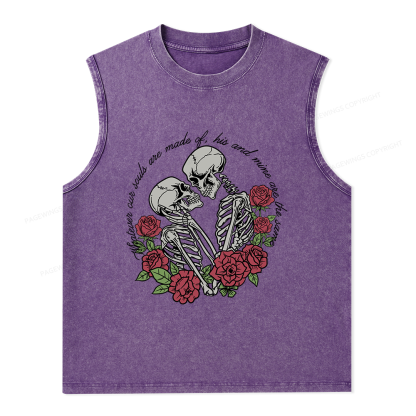 Pagewings Gothic Romance Skeleton Lovers Unisex Washed Tank Top