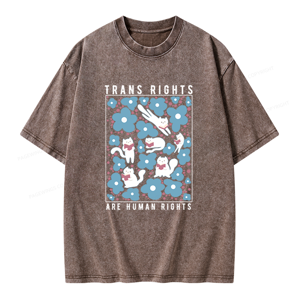 Pagewings Trans Rights Are Human Rights Unisex Washed T-shirt