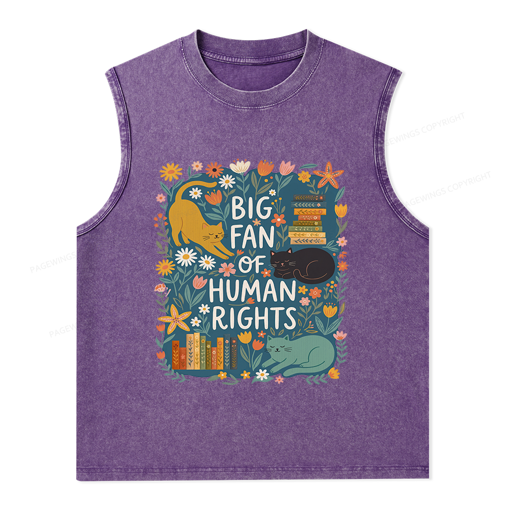 Pagewings Big Fan Of Human Rights Unisex Washed Tank Top